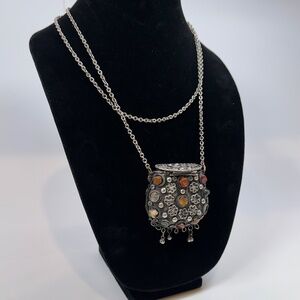 Vintage Gemstone Coin Purse Pendant Necklace